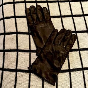 Unisex Black Leather gloves - large and lined